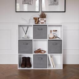 Cara 9 Cube Storage Unit & 4 Grey Handled Box Drawers - thumbnail 2