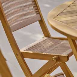 Cove Rope Folding Garden Chairs - Set of 2 - White Acacia - thumbnail 4