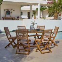 Cove Rope Folding Garden Chairs - Set of 2 - White Acacia - thumbnail 2