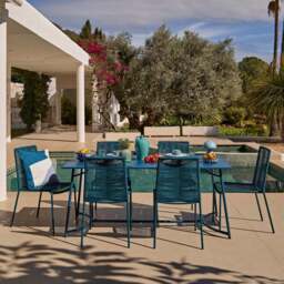 Wilder 6 Seater Blue Garden Dining Set with Ryder Teal Chairs - thumbnail 4