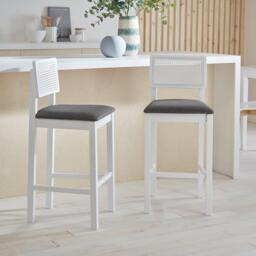 Charlie White Cane Bar Stool - White Legs - thumbnail 4