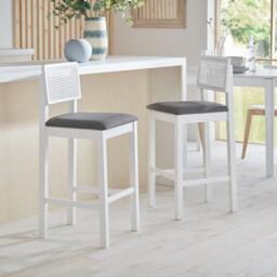 Charlie White Cane Bar Stool - White Legs - thumbnail 2