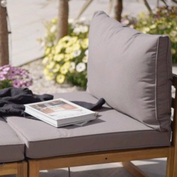 Rowan 6 Seater Wooden Garden Chaise Corner Sofa Set - Grey - thumbnail 6