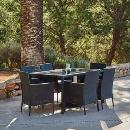 Marston 8 Seater Garden Dining Table - Black - Glass Top - thumbnail 3