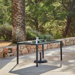 Marston 8 Seater Garden Dining Table - Black - Glass Top - thumbnail 2