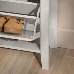 Sandhurst 60cm Three Door Shoe Cabinet - Snow White with Coastal Oak Top - thumbnail 6