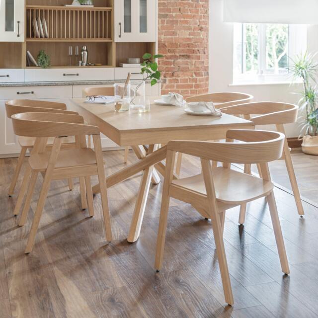 Amelia Whitewash Dining Table Set - 6 Seater - Ella Pale Oak Armchairs - image 1