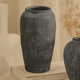 Anze 30cm Terracotta Vase - Rustic Black - thumbnail 1