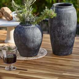 Anze 30cm Terracotta Vase - Rustic Black - thumbnail 3