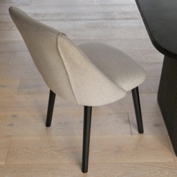 Orla Black Wooden Dining Table Set - 6 Seater - Freya Sand Dining Chairs - Black Oak Legs - thumbnail 5