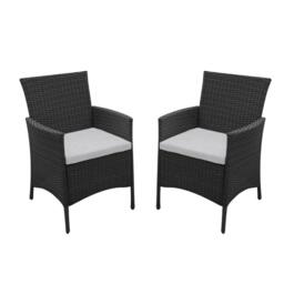 Kemble/Marston Black Rattan Dining Chairs - Set of 2 - Ash Grey Cushion - thumbnail 4