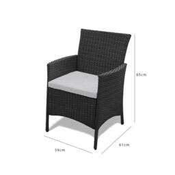 Kemble/Marston Black Rattan Dining Chairs - Set of 2 - Ash Grey Cushion - thumbnail 6