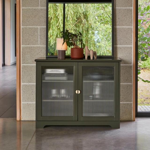 Lua 2 Door Small Sideboard - Fir Green with Glass Door - image 1