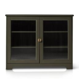 Lua 2 Door Small Sideboard - Fir Green with Glass Door - thumbnail 6