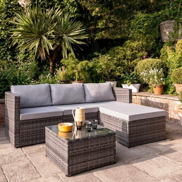 Weston 4 Seater Rattan Corner Sofa Set - Grey Weave - image 1