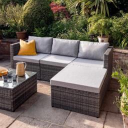 Weston 4 Seater Rattan Corner Sofa Set - Grey Weave - thumbnail 5