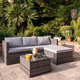 Weston 4 Seater Rattan Corner Sofa Set - Grey Weave