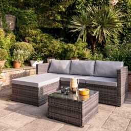 Weston 4 Seater Rattan Corner Sofa Set - Grey Weave - thumbnail 4