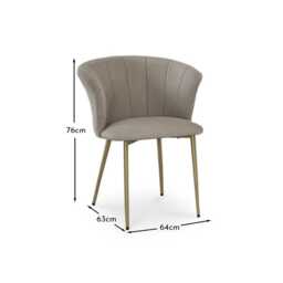 Cleo Soft Beige Dining Chairs - Set of 2 - Gold Legs - thumbnail 6