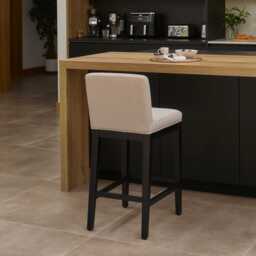 Nolan Fawn Linen Bar Stool - Black Oak Legs - thumbnail 3