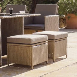 Cube 8 Seater Rattan Outdoor Dining Set with Grey LED Premium Parasol - Natural Brown Weave Polywood Top - thumbnail 5