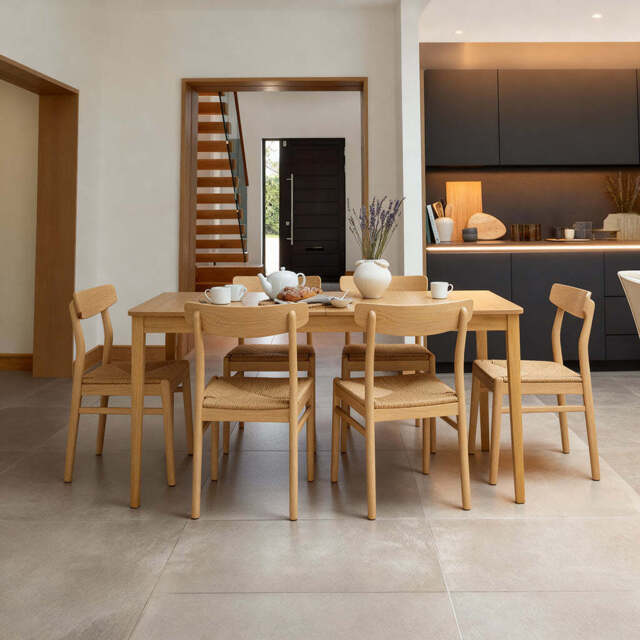 Paul Pale Oak Extending Dining Table Set - 6 Seater - Faye Pale Oak Dining Chairs - image 1