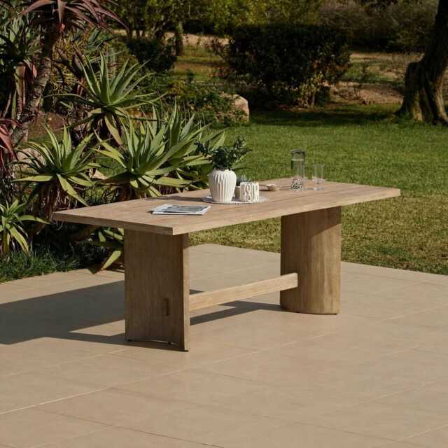 Imani 6 Seater Wooden Garden Dining Table - Light Brush Acacia - image 1