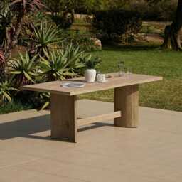 Imani 6 Seater Wooden Garden Dining Table - Light Brush Acacia