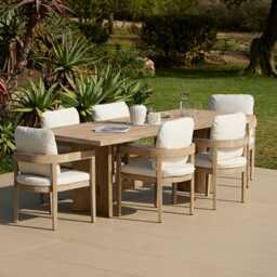 Imani 6 Seater Wooden Garden Dining Table - Light Brush Acacia - thumbnail 5