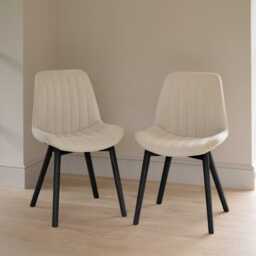 Amelia Black Extending Dining Table Set - 6 Seater - Bella Light Beige Boucle Dining Chairs - Black Legs - thumbnail 2