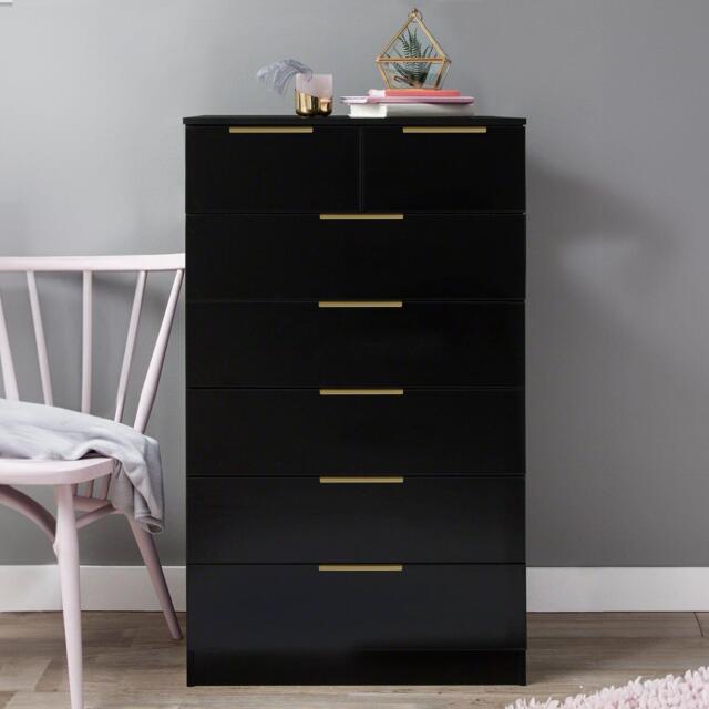 Essie Tall 7 Drawer Chest of Drawers - Black - image 1