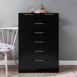 Essie Tall 7 Drawer Chest of Drawers - Black - thumbnail 2