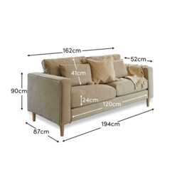 Emily 3 Seater Sofa - Soft Beige with Whitewash Oak Legs - thumbnail 4