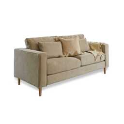 Emily 3 Seater Sofa - Soft Beige with Whitewash Oak Legs - thumbnail 3