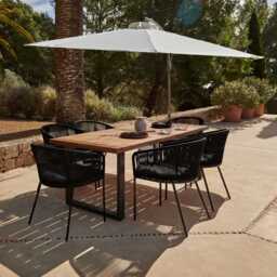 Hali 6 Seater Wooden Outdoor Dining Set with Hali Black Chairs - 175cm - thumbnail 2