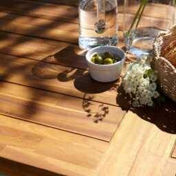 Hali 6 Seater Wooden Outdoor Dining Set with Hali Black Chairs - 175cm - thumbnail 6