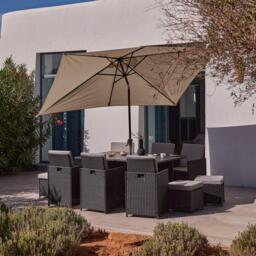 Cube 10 Seater Rattan Outdoor Dining Set - Black Weave Polywood Top - thumbnail 2