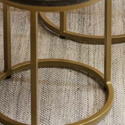 Nara Black Marble Round Nest of Tables - Gold Frame - thumbnail 5