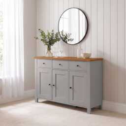 Bampton 3 Door Sideboard - Stone Grey - thumbnail 2