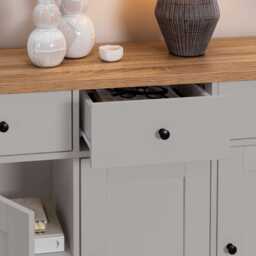 Bampton 3 Door Sideboard - Stone Grey - thumbnail 4