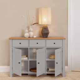 Bampton 3 Door Sideboard - Stone Grey - thumbnail 2