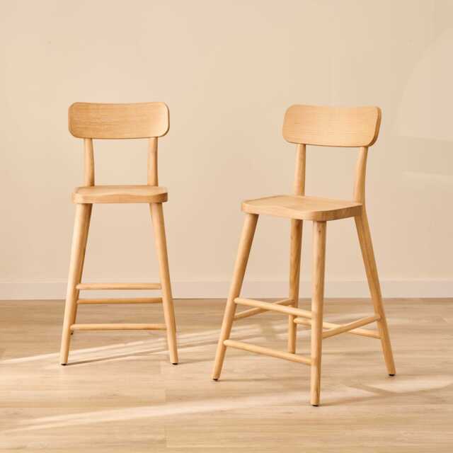 Silvester Whitewash Bar Stool with Backrest - image 1