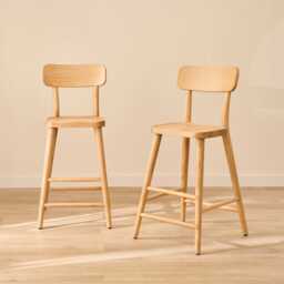 Silvester Whitewash Bar Stool with Backrest