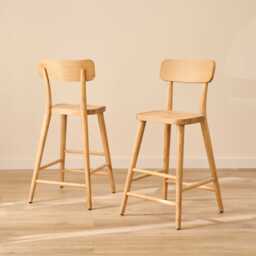Silvester Whitewash Bar Stool with Backrest - thumbnail 3