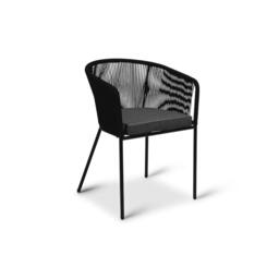Shiro 6 Seater Wooden Round Garden Dining Table with 6 Hali Black Rope Chairs - 160cm - thumbnail 6