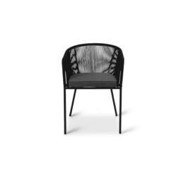 Shiro 6 Seater Wooden Round Garden Dining Table with 6 Hali Black Rope Chairs - 160cm - thumbnail 5