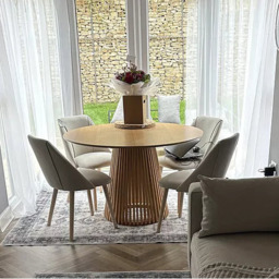 Willow Pale Oak  Dining Table Set - 4 Seater - Freya Sand Dining Chairs - Whitewash Legs - thumbnail 6