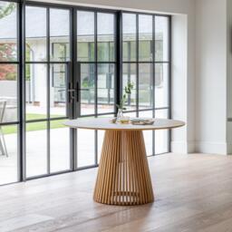 Willow Pale Oak  Dining Table Set - 4 Seater - Freya Sand Dining Chairs - Whitewash Legs - thumbnail 3
