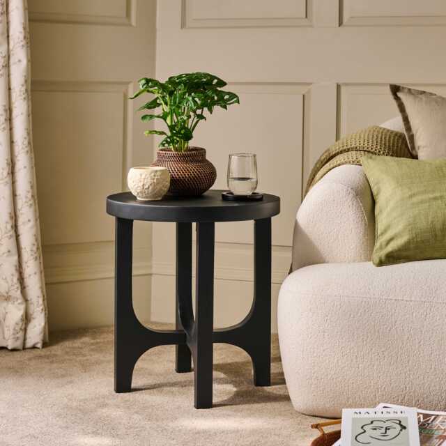 Jade Round Side Table - Jet Black Acacia - image 1
