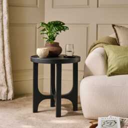 Jade Round Side Table - Jet Black Acacia - thumbnail 1
